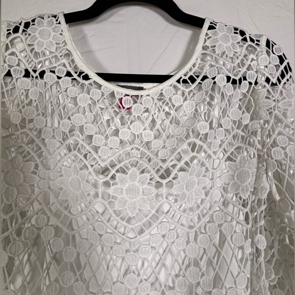 Vince Camuto Blouse Floral Crochet White PLUS 1X NWT - Picture 5 of 9